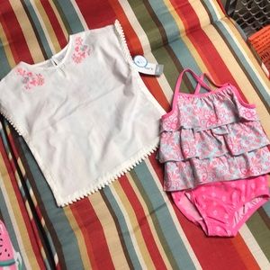 Nwt Carters 3 piece bathing suit set with cover up